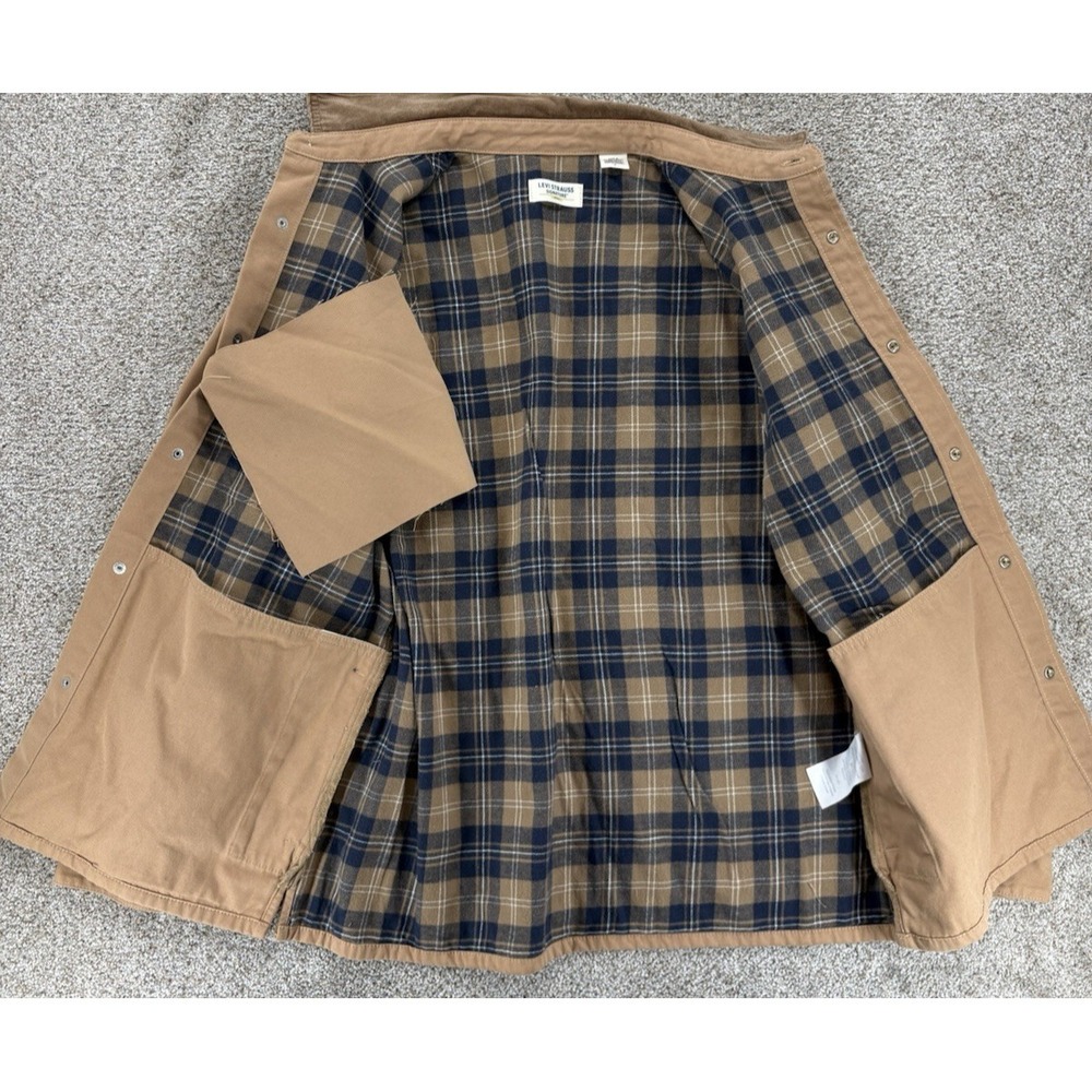 Levi Strauss Signature Utility Shirt Jacket Mens M Khaki Fleece Lined Canvas NEW - Picture 5 of 10